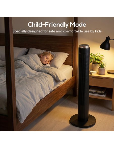HOMCOM Tower Fan with WiFi App Control, Standing Floor Fan with 3 Speed 4 Modes, 12 Hour Timer and Night Light Black - pic 179122 | FastDaddyshop