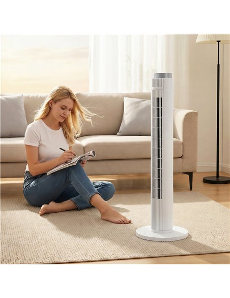 HOMCOM 96 cm Tower Fan with WiFi App Control, Standing Floor Fan with 3 Speed 4 Modes, 12 Hour Timer and Night Light White - pic 179124 | FastDaddyshop