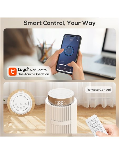 HOMCOM 96 cm Tower Fan with WiFi App Control, Standing Floor Fan with 3 Speed 4 Modes, 12 Hour Timer and Night Light White - pic 179126 | FastDaddyshop