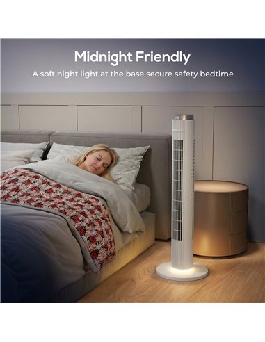 HOMCOM 96 cm Tower Fan with WiFi App Control, Standing Floor Fan with 3 Speed 4 Modes, 12 Hour Timer and Night Light White