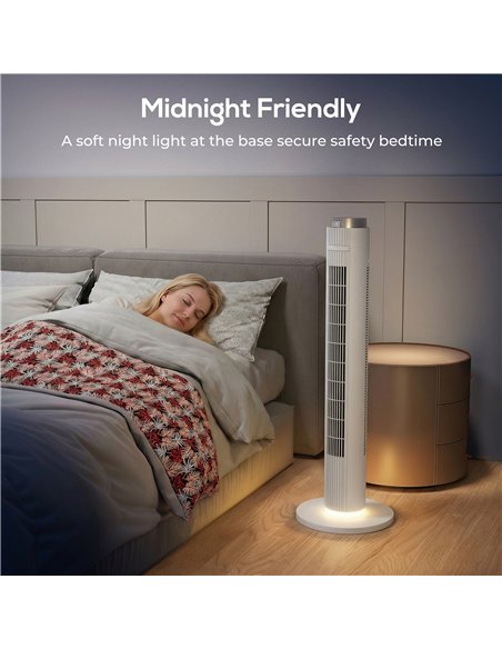 HOMCOM 96 cm Tower Fan with WiFi App Control, Standing Floor Fan with 3 Speed 4 Modes, 12 Hour Timer and Night Light White - pic 179130 | FastDaddyshop