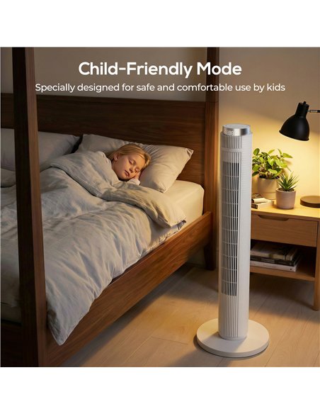 HOMCOM 96 cm Tower Fan with WiFi App Control, Standing Floor Fan with 3 Speed 4 Modes, 12 Hour Timer and Night Light White - pic 179131 | FastDaddyshop