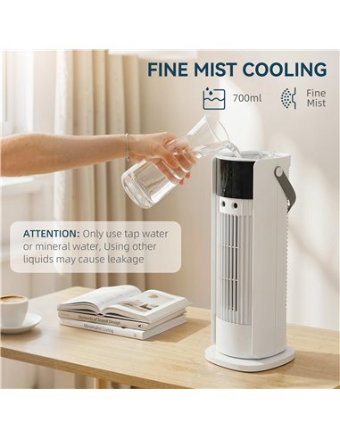 HOMCOM Tower Fan for Bedroom, 16 Inch Mist Desktop Fan with DC Motor, 3 Speeds, 90° Oscillation, 10H Timer, for Home Office