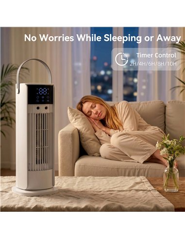 HOMCOM Tower Fan for Bedroom, 16 Inch Mist Desktop Fan with DC Motor, 3 Speeds, 90° Oscillation, 10H Timer, for Home Office