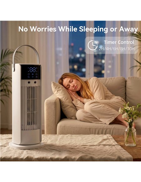 HOMCOM Tower Fan for Bedroom, 16 Inch Mist Desktop Fan with DC Motor, 3 Speeds, 90° Oscillation, 10H Timer, for Home Office - pic 179138 | FastDaddyshop