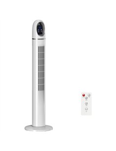 HOMCOM Tower Fan for Bedroom, Standing Floor Fan with Oscillating, 3 Modes, 3 Speeds, 24 Hour Timer, White