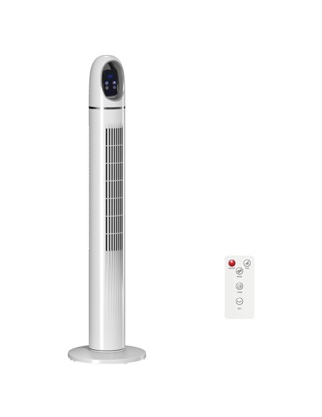 HOMCOM Tower Fan for Bedroom, Standing Floor Fan with Oscillating, 3 Modes, 3 Speeds, 24 Hour Timer, White - pic 179141 | FastDaddyshop
