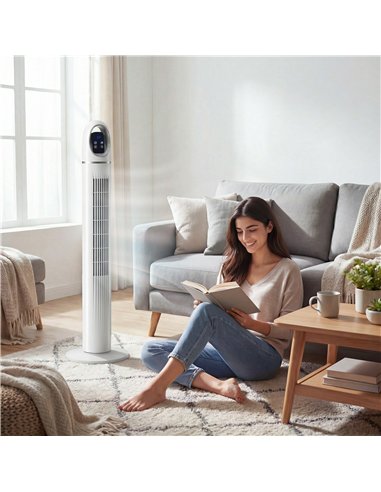 HOMCOM Tower Fan for Bedroom, Standing Floor Fan with Oscillating, 3 Modes, 3 Speeds, 24 Hour Timer, White