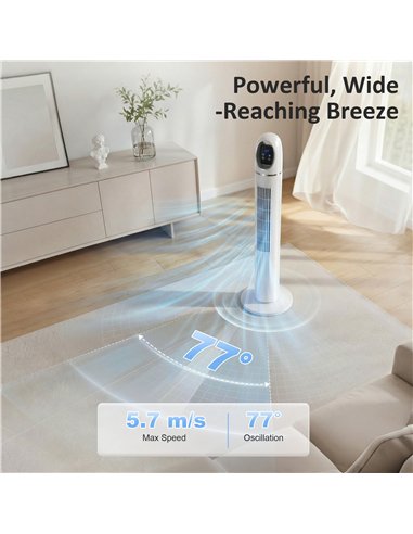 HOMCOM Tower Fan for Bedroom, Standing Floor Fan with Oscillating, 3 Modes, 3 Speeds, 24 Hour Timer, White