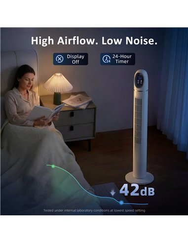 HOMCOM Tower Fan for Bedroom, Standing Floor Fan with Oscillating, 3 Modes, 3 Speeds, 24 Hour Timer, White
