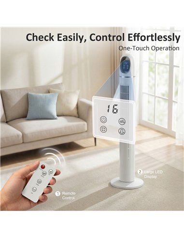 HOMCOM Tower Fan for Bedroom, Standing Floor Fan with Oscillating, 3 Modes, 3 Speeds, 24 Hour Timer, White