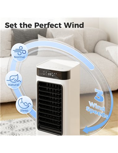 HOMCOM Portable Air Cooler, 3-In-1 Evaporative Air Cooler with 7 Litre Water Tank, 48° Oscillation, White