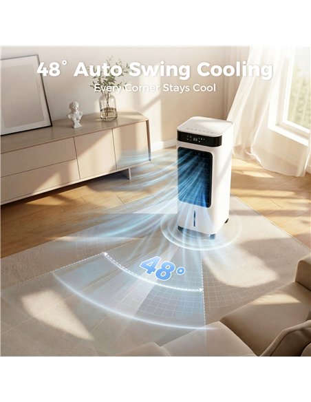 HOMCOM Portable Air Cooler, 3-In-1 Evaporative Air Cooler with 7 Litre Water Tank, 48° Oscillation, White - pic 179156 | FastDaddyshop