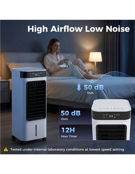 HOMCOM Portable Air Cooler, 3-In-1 Evaporative Air Cooler with 7 Litre Water Tank, 48° Oscillation, White - pic 179157 | FastDaddyshop