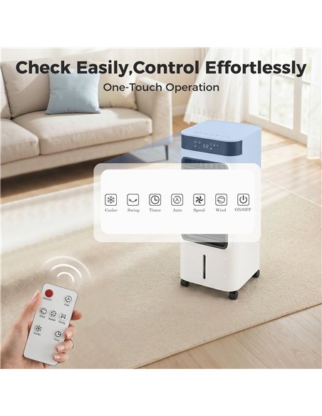 HOMCOM Portable Air Cooler, 3-In-1 Evaporative Air Cooler with 7 Litre Water Tank, 48° Oscillation, White - pic 179158 | FastDaddyshop