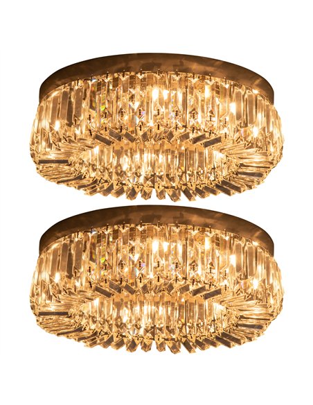HOMCOM Crystal Ceiling Lights Set of 2, Modern Flush Chandeliers with Stainless Steel Base, Pendant Lights for Living Room Bedro - pic 179159 | FastDaddyshop