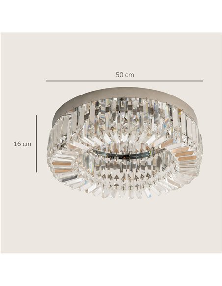 HOMCOM Crystal Ceiling Lights Set of 2, Modern Flush Chandeliers with Stainless Steel Base, Pendant Lights for Living Room Bedro - pic 179161 | FastDaddyshop