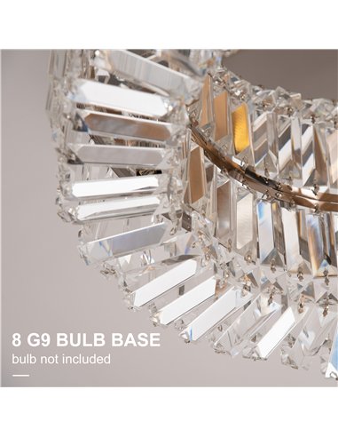 HOMCOM Crystal Ceiling Lights Set of 2, Modern Flush Chandeliers with Stainless Steel Base, Pendant Lights for Living Room Bedro