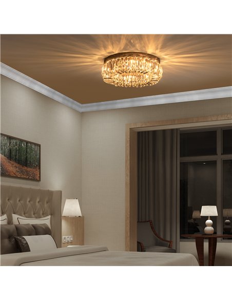HOMCOM Crystal Ceiling Lights Set of 2, Modern Flush Chandeliers with Stainless Steel Base, Pendant Lights for Living Room Bedro - pic 179165 | FastDaddyshop
