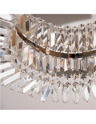HOMCOM Crystal Ceiling Lights Set of 2, Modern Flush Chandeliers with Stainless Steel Base, Pendant Lights for Living Room Bedro