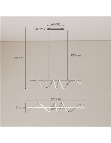 HOMCOM Pendant Light with 3 Colour Temperatures - Silver Tone