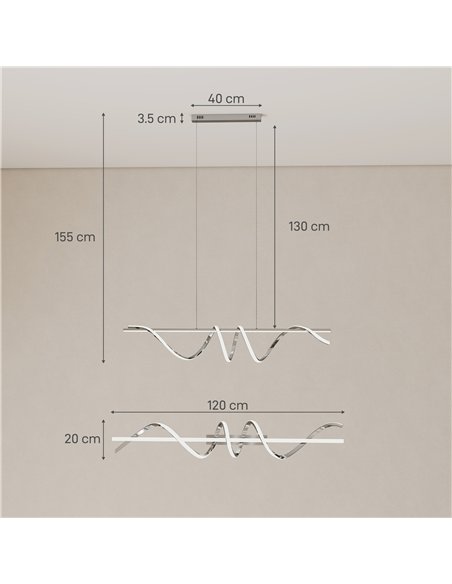 HOMCOM Pendant Light with 3 Colour Temperatures - Silver Tone - pic 179170 | FastDaddyshop