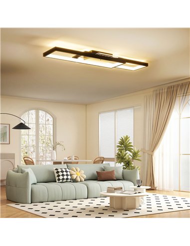 HOMCOM LED Ceiling Light, Modern Dimmable Ceiling Light with Wall Switch & Remote Control, Flush Mount Fixture Lamp with 3000-60