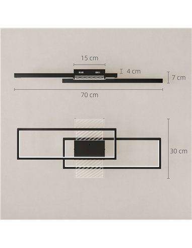 HOMCOM LED Ceiling Light, Modern Dimmable Ceiling Light with Wall Switch & Remote Control, Flush Mount Fixture Lamp with 3000-60