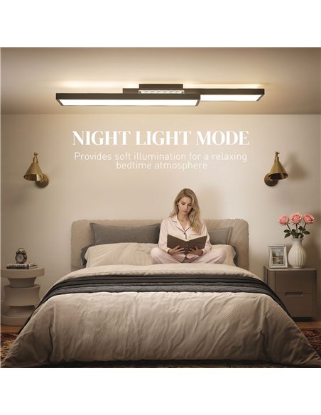 HOMCOM LED Ceiling Light, Modern Dimmable Ceiling Light with Wall Switch & Remote Control, Flush Mount Fixture Lamp with 3000-60 - pic 179181 | FastDaddyshop