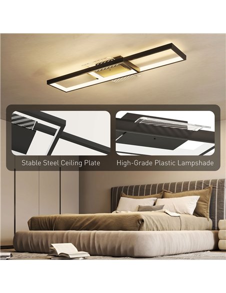 HOMCOM LED Ceiling Light, Modern Dimmable Ceiling Light with Wall Switch & Remote Control, Flush Mount Fixture Lamp with 3000-60 - pic 179182 | FastDaddyshop