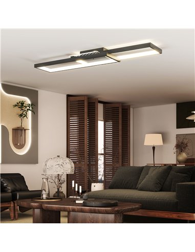 HOMCOM LED Ceiling Light, Modern Dimmable Ceiling Light with Wall Switch & Remote Control, Flush Mount Fixture Lamp with 3000-60
