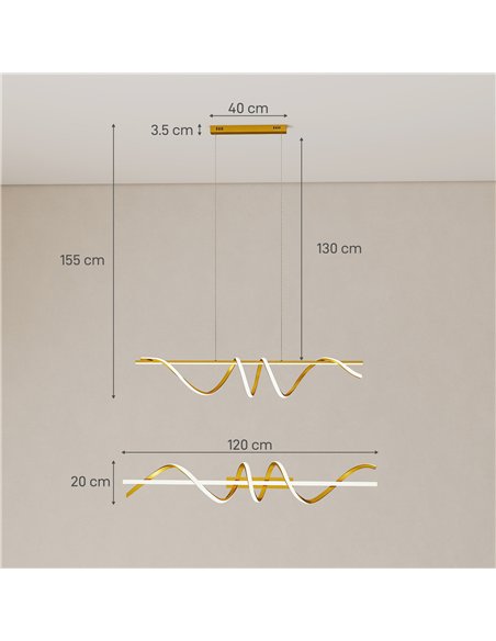 HOMCOM Pendant Light with 3 Colour Temperatures - Gold Tone - pic 179188 | FastDaddyshop