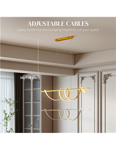 HOMCOM Pendant Light with 3 Colour Temperatures - Gold Tone
