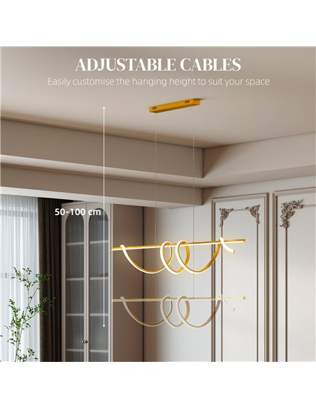 HOMCOM Pendant Light with 3 Colour Temperatures - Gold Tone - pic 179190 | FastDaddyshop