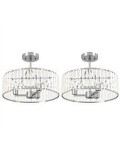 HOMCOM Crystal Ceiling Light Fixture Set of 2, Semi Flush Mount Modern Chandelier for Living Room, Bedroom and Hallway, 3-Lights