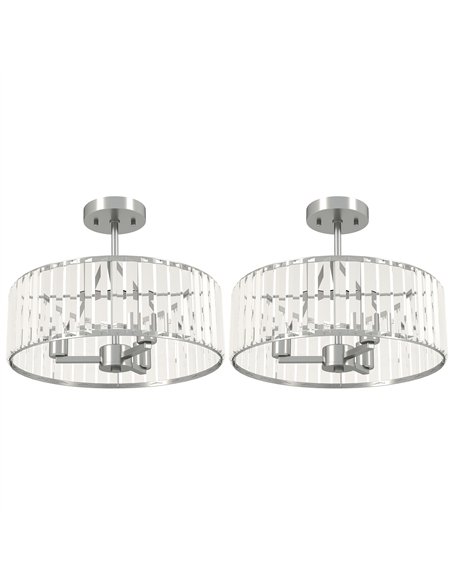 HOMCOM Crystal Ceiling Light Fixture Set of 2, Semi Flush Mount Modern Chandelier for Living Room, Bedroom and Hallway, 3-Lights - pic 179195 | FastDaddyshop