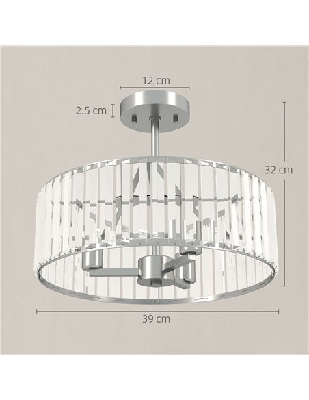 HOMCOM Crystal Ceiling Light Fixture Set of 2, Semi Flush Mount Modern Chandelier for Living Room, Bedroom and Hallway, 3-Lights - pic 179197 | FastDaddyshop