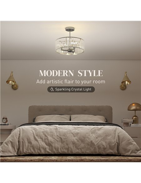 HOMCOM Crystal Ceiling Light Fixture Set of 2, Semi Flush Mount Modern Chandelier for Living Room, Bedroom and Hallway, 3-Lights - pic 179198 | FastDaddyshop
