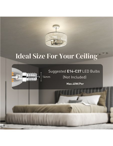 HOMCOM Crystal Ceiling Light Fixture Set of 2, Semi Flush Mount Modern Chandelier for Living Room, Bedroom and Hallway, 3-Lights - pic 179199 | FastDaddyshop