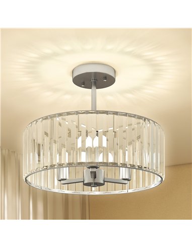 HOMCOM Crystal Ceiling Light Fixture Set of 2, Semi Flush Mount Modern Chandelier for Living Room, Bedroom and Hallway, 3-Lights