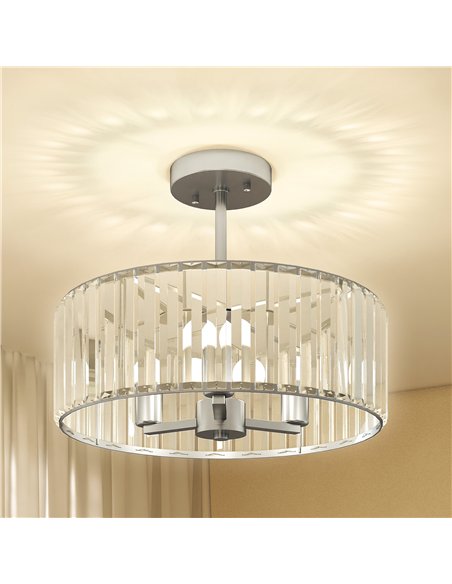 HOMCOM Crystal Ceiling Light Fixture Set of 2, Semi Flush Mount Modern Chandelier for Living Room, Bedroom and Hallway, 3-Lights - pic 179203 | FastDaddyshop