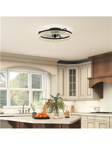 HOMCOM Ceiling Fan with Lights, Dimmable LED Mount Ceiling Fan Light with Remote App Control for Bedroom, Black