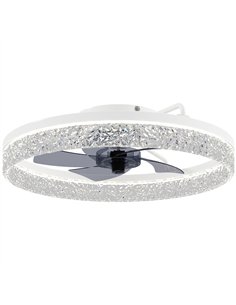 HOMCOM Ceiling Fan with Lights, Dimmable LED Mount Ceiling Fan Light with Remote App Control for Bedroom, White