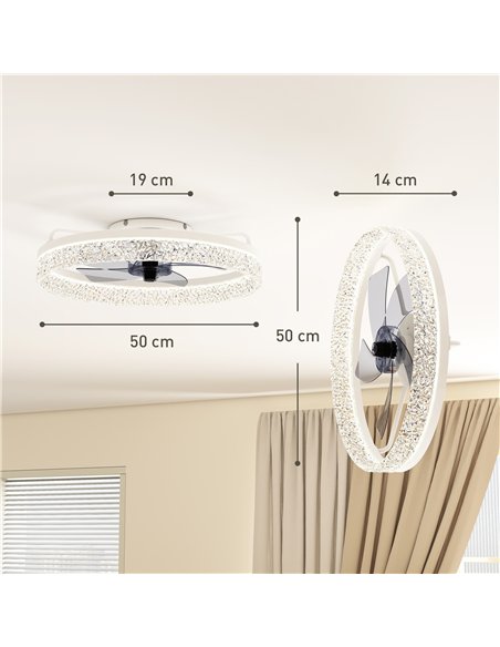 HOMCOM Ceiling Fan with Lights, Dimmable LED Mount Ceiling Fan Light with Remote App Control for Bedroom, White - pic 179215 | FastDaddyshop
