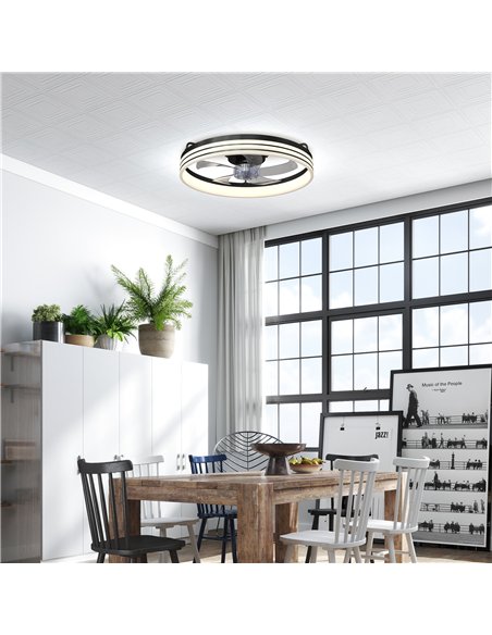 HOMCOM Ceiling Fans with Lights and Remote & App Control, 50cm LED Ceiling Fan Light with 3 Colour Temperatures, 6 Speed, Black - pic 179223 | FastDaddyshop
