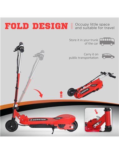 HOMCOM Kids Folding Electric Bike Children E Scooter Ride on Toy 2x12V Recharge Battery 120W Adjustable Height PU Wheels Suitabl