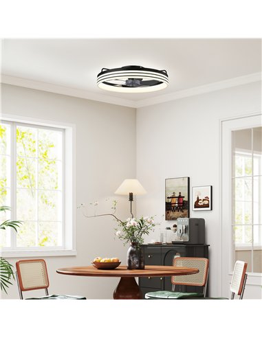 HOMCOM Ceiling Fans with Lights and Remote & App Control, 50cm LED Ceiling Fan Light with 3 Colour Temperatures, 6 Speed, Black