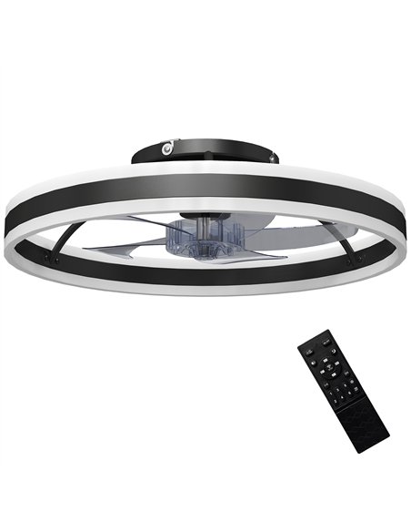 HOMCOM Ceiling Fan with Light and Remote, LED Mount Ceiling Fan with 3 Colour Temperatures, 6 Speed, 50 cm, Black - pic 179231 | FastDaddyshop