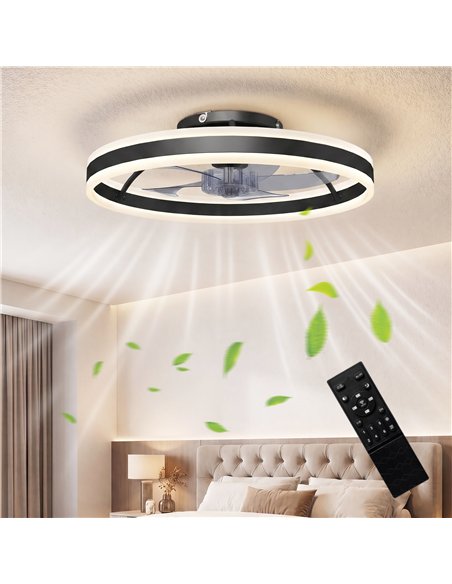 HOMCOM Ceiling Fan with Light and Remote, LED Mount Ceiling Fan with 3 Colour Temperatures, 6 Speed, 50 cm, Black - pic 179232 | FastDaddyshop