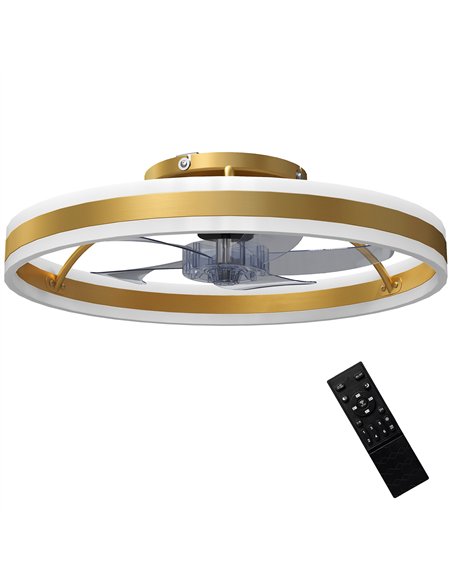 HOMCOM Ceiling Fan with Light and Remote, LED Mount Ceiling Fan with 3 Colour Temperatures, 6 Speed, 50 cm, Gold Tone - pic 179240 | FastDaddyshop
